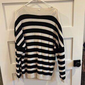 Striped Oversized Black and White Women's Sweater